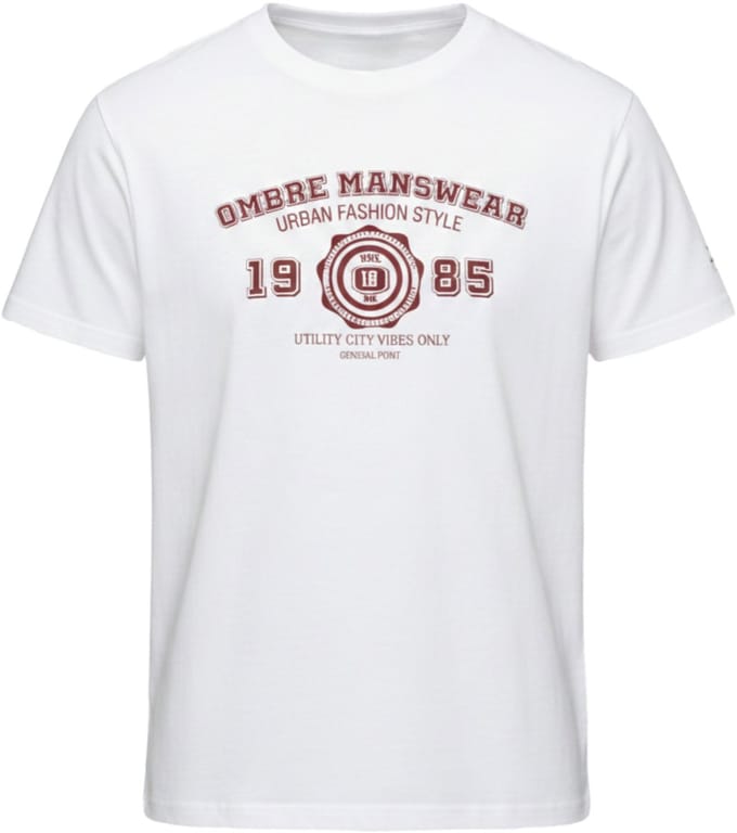 OMBRE T-shirt - Regular Fit - Katoen - Korte Mouw Wit M