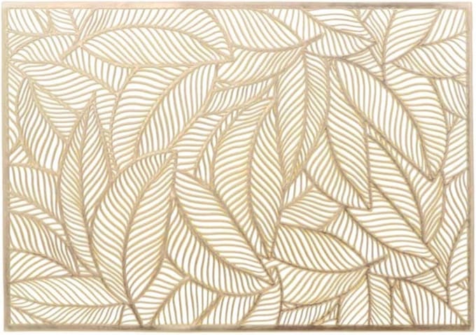 Unique Living Placemat Nissa - 8x - goud bladmotief - 30 x 45 cm