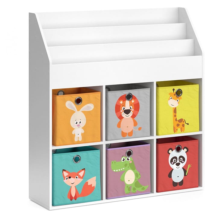 Vicco Luigi Kinderboekenkast – 107.2 x 114.2 cm met 6 vouwdozen opt.1 Wit