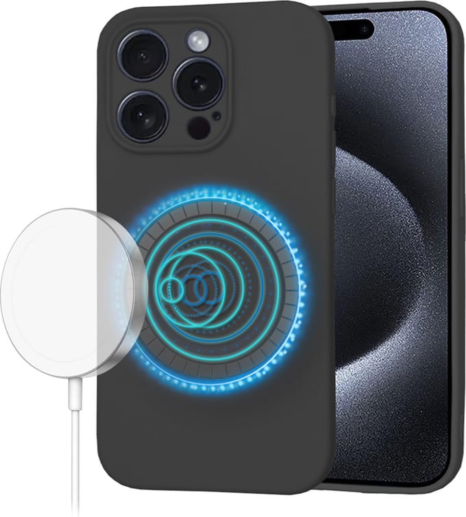 Techsuit Soft Flex Silicone Back Cover hoesje met MagSafe voor Apple iPhone 15 Pro - Black