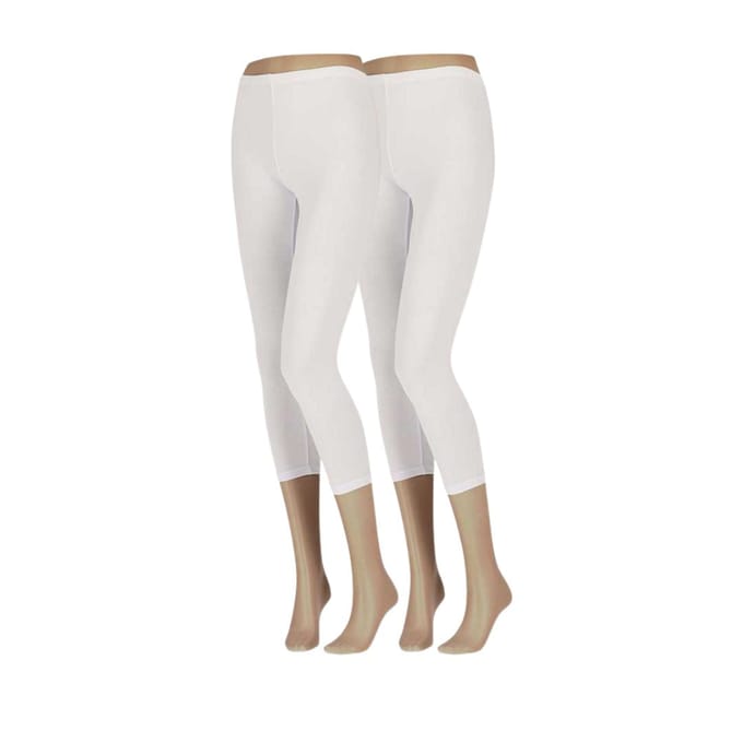 Katoenen Dames Legging - Capri - 2-Pack - Wit / S/M
