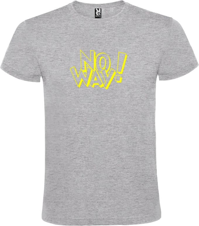 Grijs T-shirt ‘No Way!’ Geel Maat XL