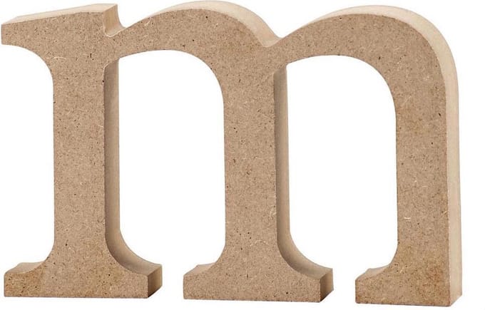 Letter, m, H: 8 cm, dikte 2 cm, 1 stuk