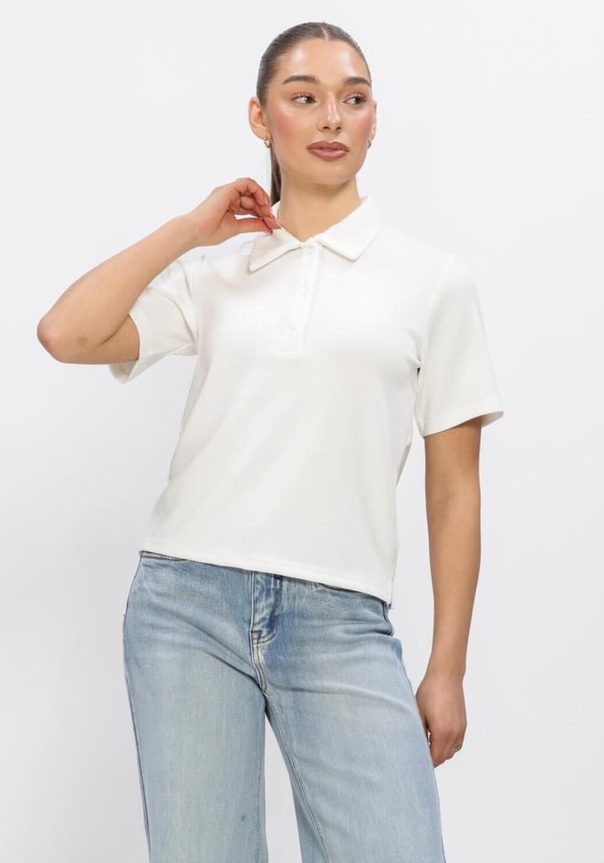 My Essential Wardrobe Mwhelle Polo Tee Tops & T-shirts Dames - Shirt - Wit - Maat M