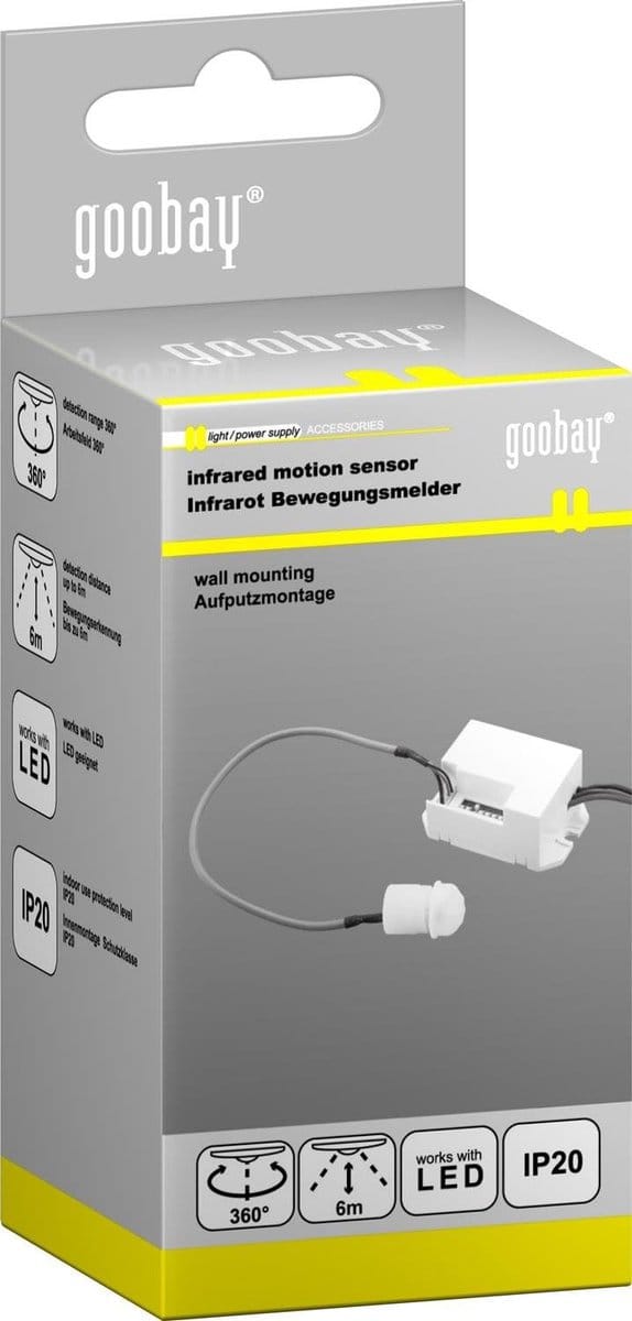 Mini-infrarood bewegingssensor voor binnen - 360° detectiebereik, 6 m