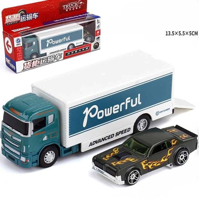 1:64 Camion Container Scania Camion Container Américain Modèle Miniature Jouet Véhicules de Transport Remorque en Métal Moulé sous Pression Avec Système à Ressort gray