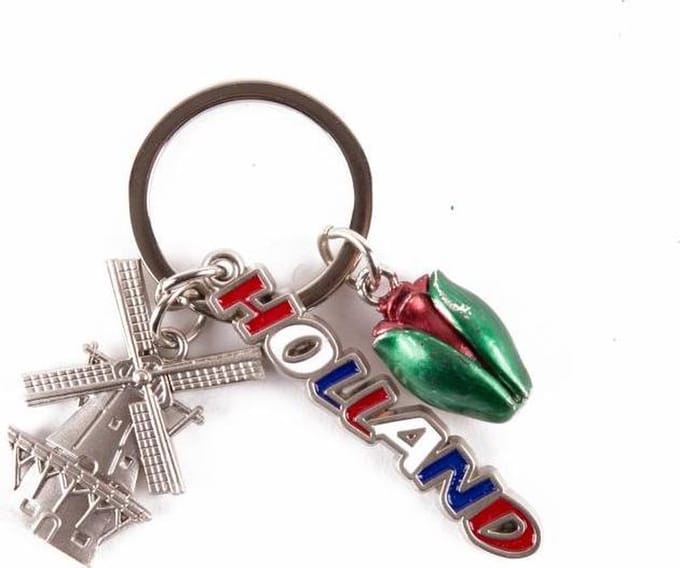 Sleutelhanger Bedels Molen Tulp Letters Holland Zilver - Souvenir