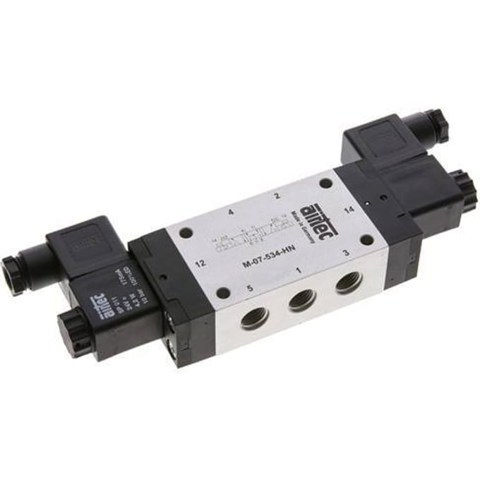 5/3 G1/4'' Middendruk Magneetventiel 230V AC 3-8bar/42-112psi Airtec