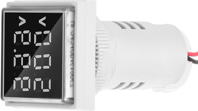 Paneel Ampèremeter - Stroommeter Indicator - 12 Volt Metingen - Digitaal Led Display - 22Mm Inbouw - Rood
