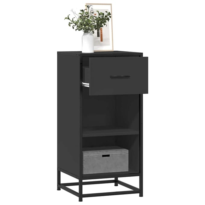 vidaXL - Dressoir - 35,5x35x76 - cm - bewerkt - hout - en - metaal - zwart