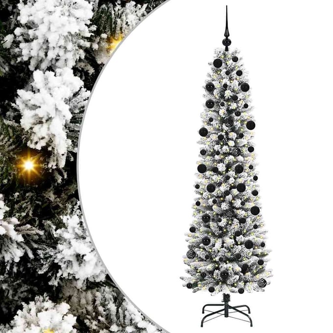 vidaXL - Kunstkerstboom - Wit - 210 - cm - PVC - en - Metaal - en - Plastic