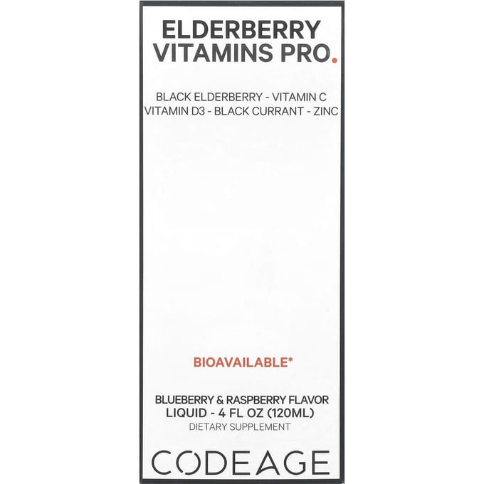 Codeage, Vitamines, Sureau+ Complexe Immunitaire, Myrtille et Framboise, 4 fl oz (120 ml)