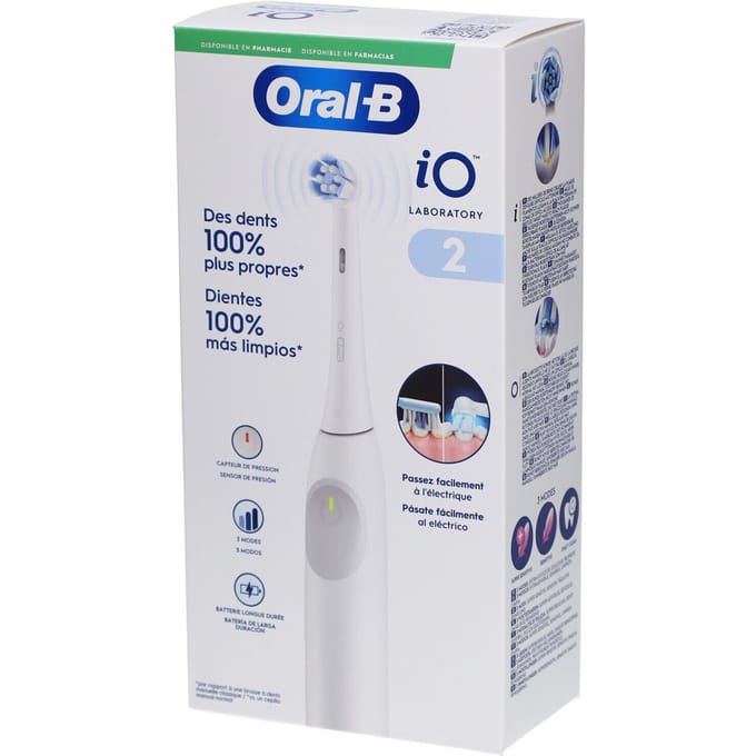 Brosses à dents électriques-Oral-B IO Laboratory 2 Brosse à Dents Rechargeable 3 Modes Intelligents + Accessoires (Couleur : Blanc)
