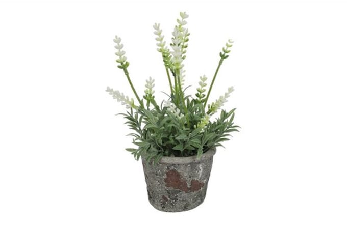 Stenen potje - Lavendel - Creme - Kunst - 2 stuks