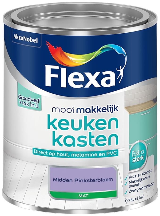 Flexa - Mooi Makkelijk Keukenkasten Mat - Midden Pinksterbloem - Mengverf - 750 Ml