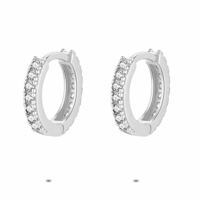 Twice As Nice Oorbellen in zilver, oorring zirkonia, 12 mm