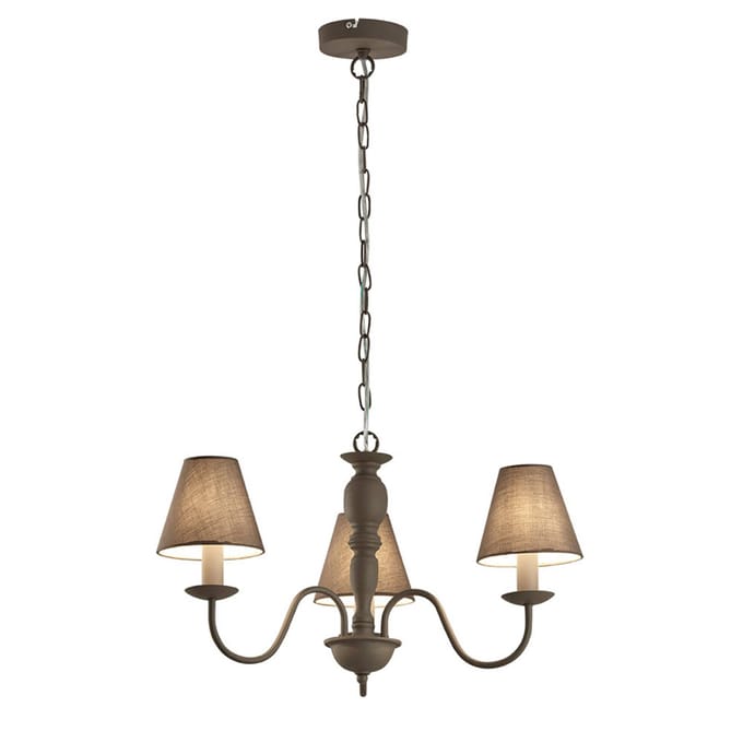 Viokef Kroonluchter Fatima, grijs, 3-lamps