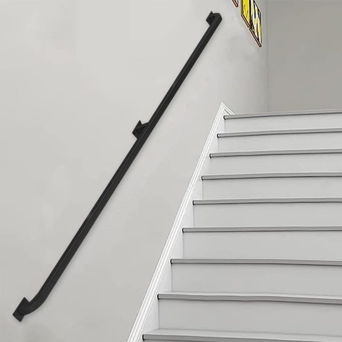 Trapleuning Set - Veiligheidshandgreep - Veilig Traplopen - Complete Montage Set - 180cm Lengte - Zwart