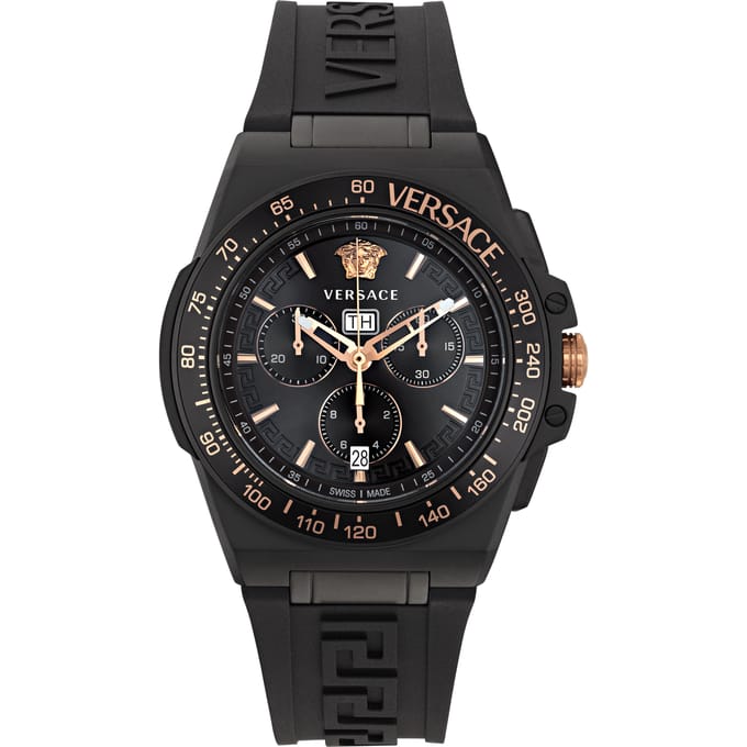 Versace Greca Extreme Chrono VE7H00323 Horloge - Siliconen - Zwart - Ø 45 mm