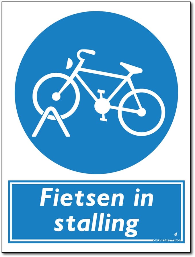 Fietsenstalling bord - Fietsen in stalling - Forex - 30 x 40 cm - Weerbestendig