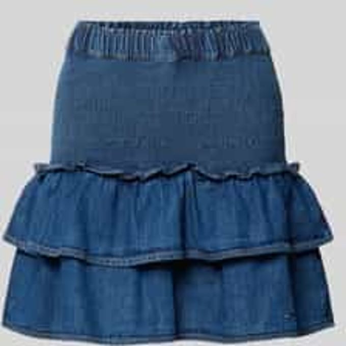Denim minirok van puur katoen met volants