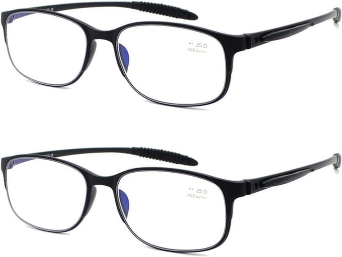 2x Flexibele Dunne Leesbril met Blauwlichtfilter en Etui - Lichtgewicht en Krasbestendig