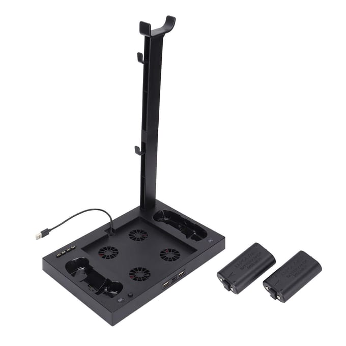 Support de Refroidissement pour Console Xbox Series X Base de Refroidissement Multifonctionnelle avec Support Casque Adaptateur de Batterie black