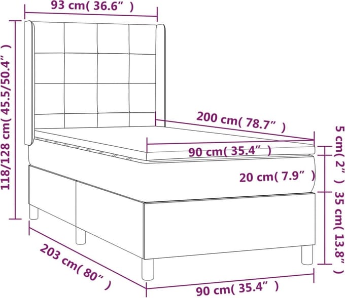 vidaXL - Boxspring - met - matras - fluweel - zwart - 90x200 - cm