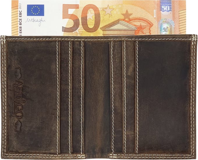 Creditcardhouder - Pasjeshouder - Kaarthouder - Briefgeld - Leer - Buffelleer - Cognac - Arrigo