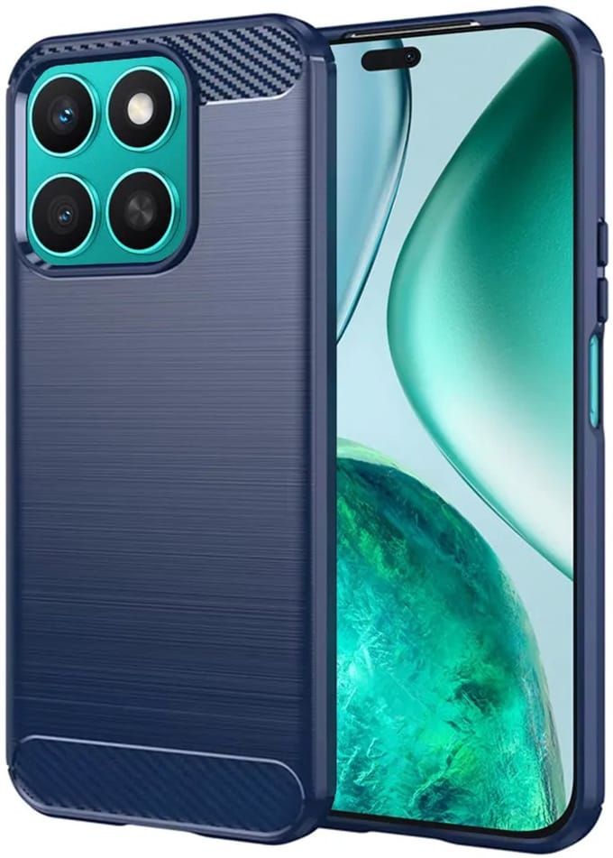 Hoesje geschikt voor HONOR X8c - Techsuit Carbon Silicone Back Cover - Blauw