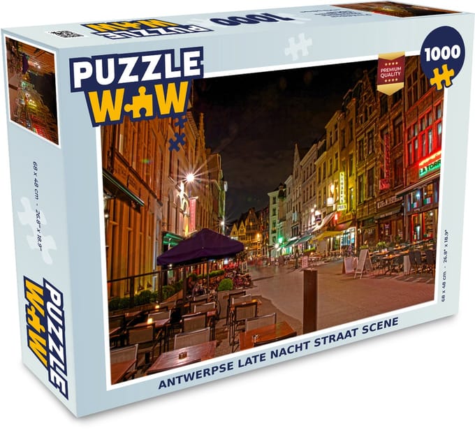 Puzzel Straat - Nacht - Antwerpen - Legpuzzel - Puzzel 1000 stukjes volwassenen