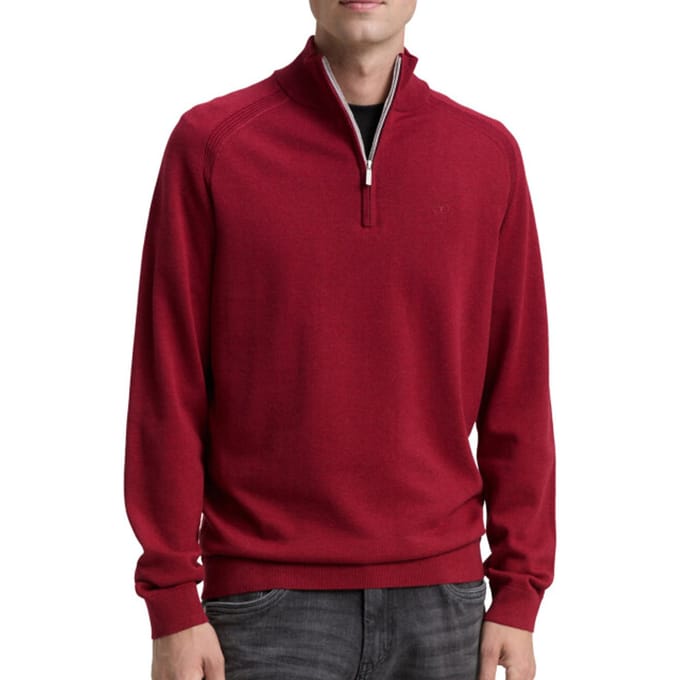 Tom Tailor - Half zip trui - Heren - 3XL - rood - Katoen - 1047569