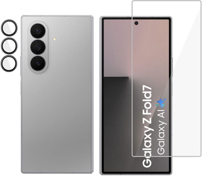 TechNow Screenprotector + Camera Screen geschikt voor Samsung Galaxy Z Fold 7 Screenprotector - Gehard Glas - Rounded - Proteqt+
