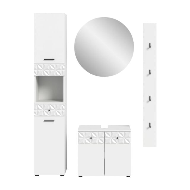 Prisma badkamercombinatie wit NB wit hoogglans MDF TZ - 37x91x187cm