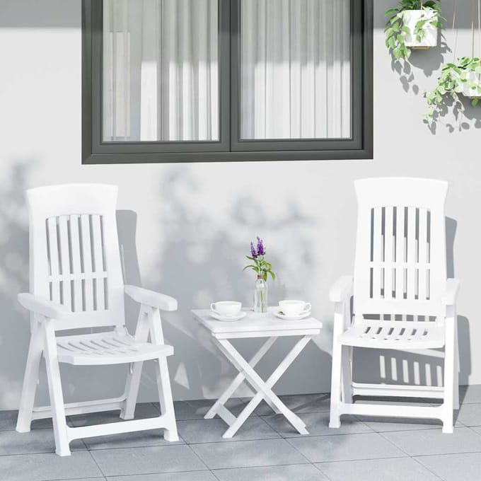vidaXL - Opklapbare - ligstoelen, - 2 - stuks, - wit - PP