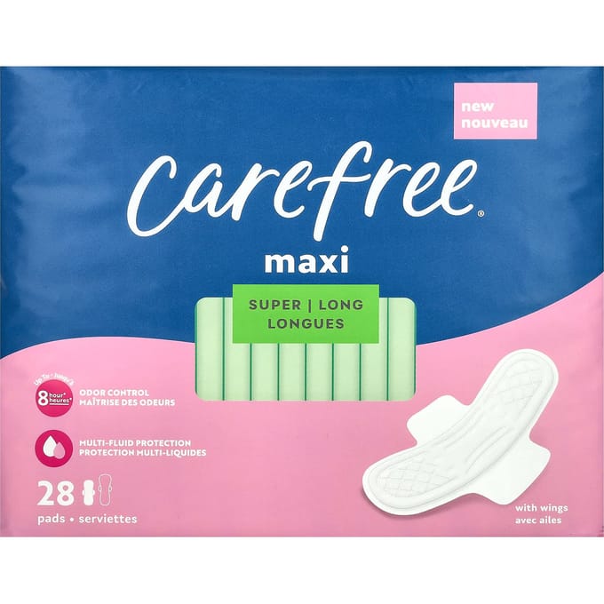 Maxi, super long, avec ailettes, 28 serviettes blue