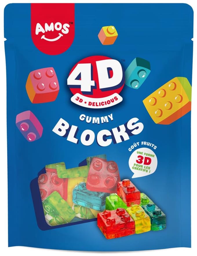 Amos 4D candy - bricks - bouwblokjes gummy snoep 140g x 12 zakjes