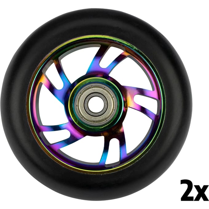 Black Dragon Stuntstep Wielen Set - Spoked Alu Neo Chrome