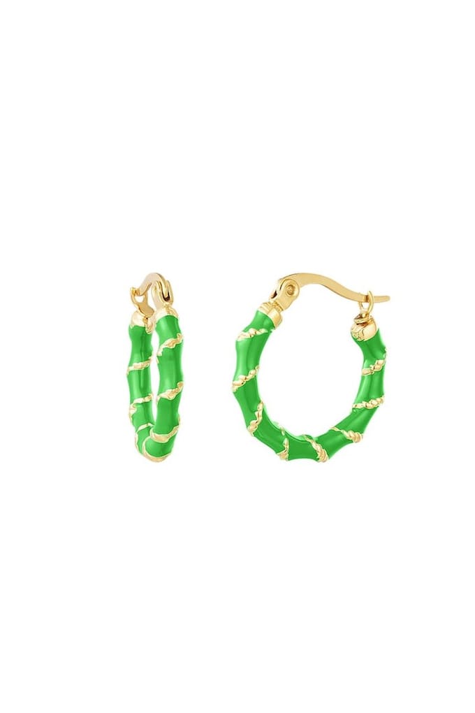 Bijoutheek Oorringen Gedraaid Enamel Groen