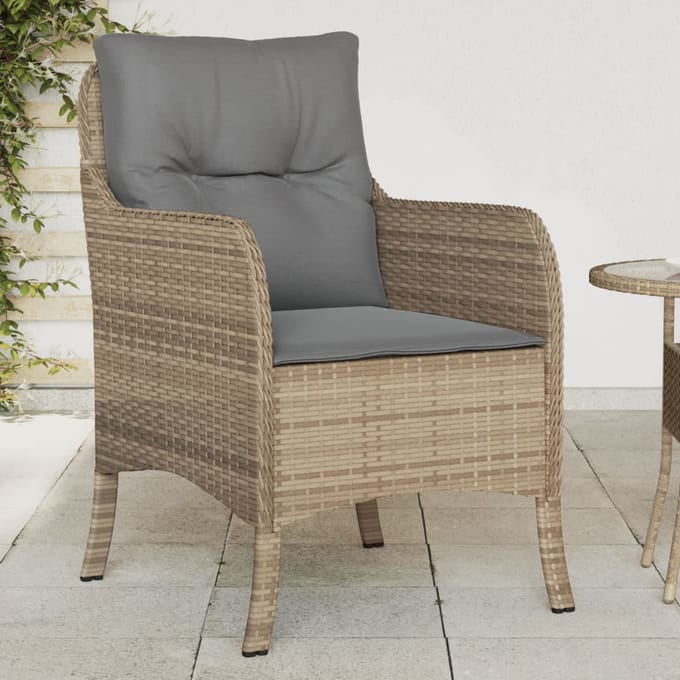vidaXL - Tuinstoelen - 2 - st - met - kussens - poly - rattan - gemengd - beige