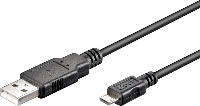 USB Micro B naar USB-A kabel - USB2.0 - tot 1A / zwart - 1,8 meter