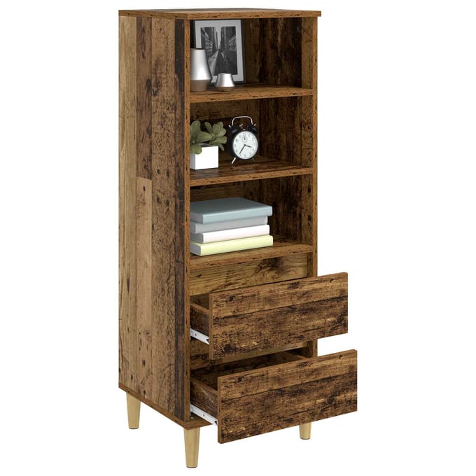 vidaXL - Highboard - Oud - hout - 40 - x - 36 - x - 110 - cm - Bewerkt - hout