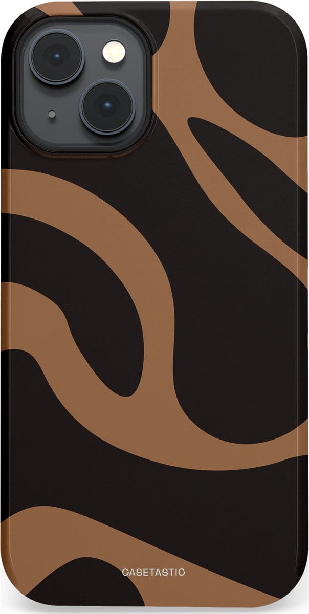 Casetastic hoesje geschikt voor Apple iPhone 14 Plus - MagSafe - Dubbellaagse bescherming - Chocolade Golven - Fashion Case - Zwart Taupe