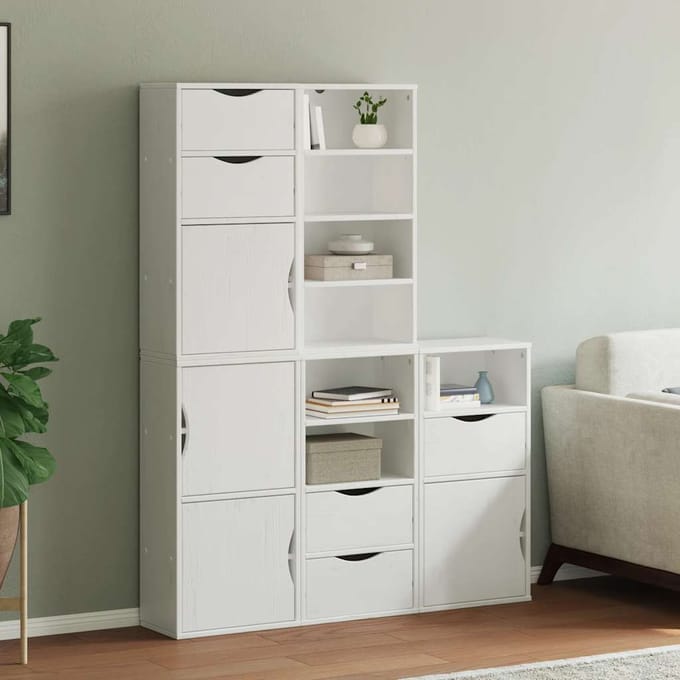 vidaXL - Bijzetkasten - 5 - st - ODDA - 40x24x79 - cm - massief - grenenhout - wit