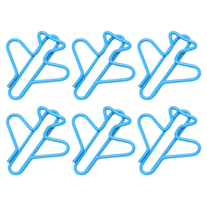 100 Stuks Leuke Paperclips Vliegtuigvorm Ontwerp Bedraad Heldere Kleur Chique Paperclips voor Scrapbook blue