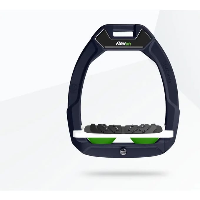 Veiligheidsstijgbeugels Paardrijden Schuin Ultra Grip Aluminium/Wit/Groen Flex-On Safe-On