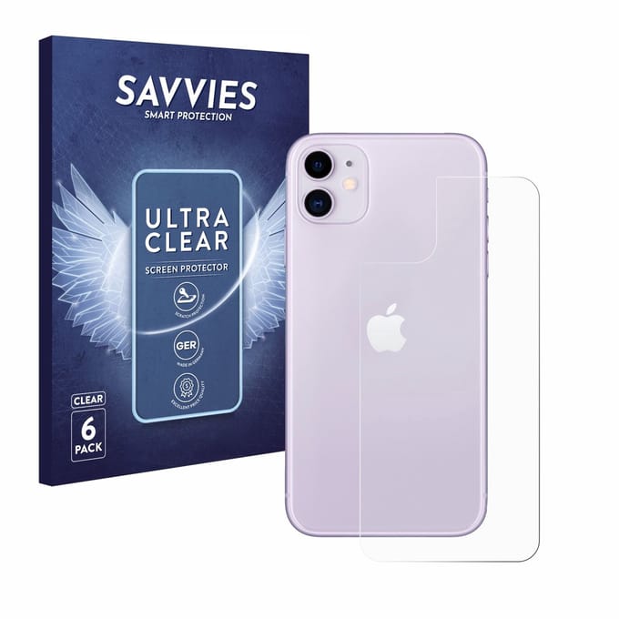 Savvies - Screenprotector voor Apple iPhone 11 (Achterkant) - Folie Beschermfolie transparant 6 Stuks