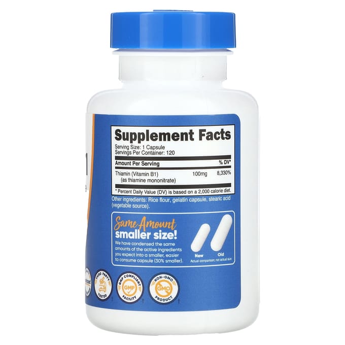 Nutricost, Vitamine B1, 100 mg, 120 capsules