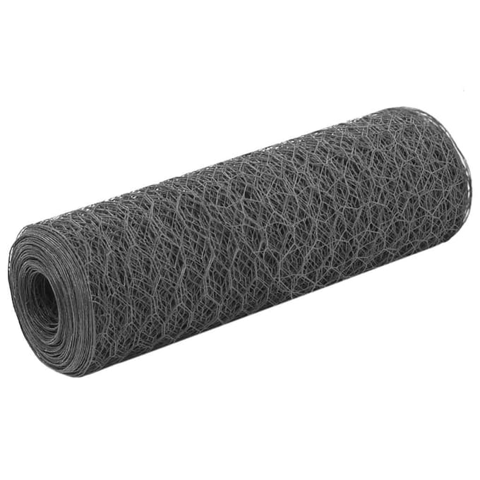vidaXL - Kippengaas - 25x0,5 - m - staal - met - PVC - coating - grijs