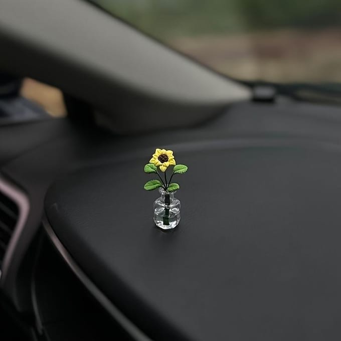 Zonnebloem Auto Dashboard & Raam Trim Schattige creatieve auto interieur accessoires, dashboard decor black